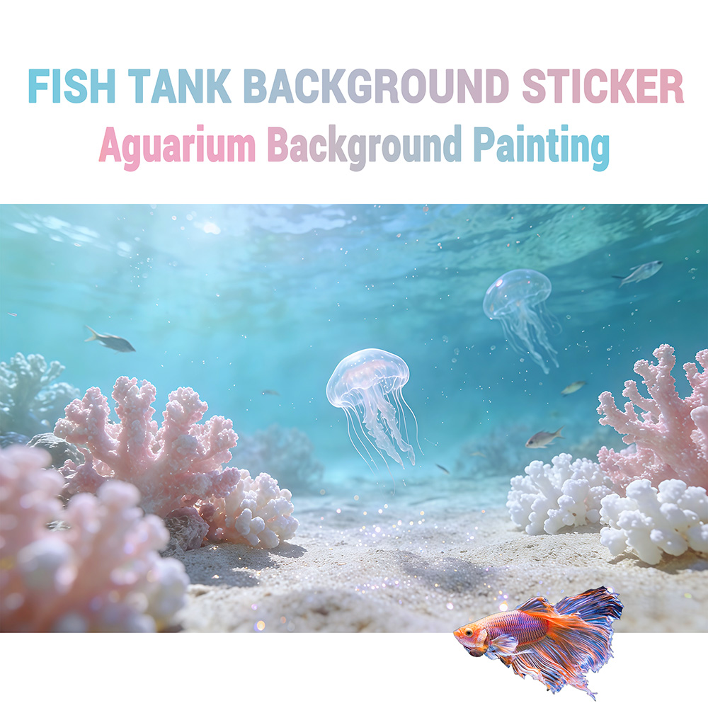 Aquarium Sand White - ชายหาดทรายขาวและปะการังสีชมพู สติ๊กเกอร์ตู้ปลา ของตกแต่งภูมิทัศน์ตู้ปลา ของประดับตกแต่งตู้ปลา