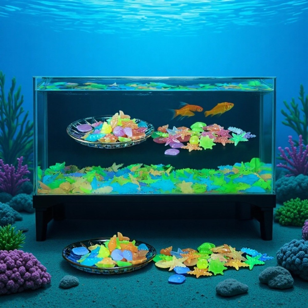 Planted Aquarium Equipment - หินเรืองแสงในทะเล เปลือกหอยเรืองแสง ปลาดาวหลากสีสัน สำหรับตกแต่งตู้ปลา ตกแต่งภูมิทัศน์ ให้แสงสว่างในตู้ปลา