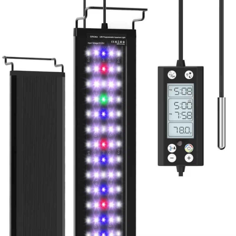 Planted Aquarium Cycling - ไฟตู้ปลาแบบตั้งโปรแกรมได้ 24/7 พร้อมจอ LCD แสดงอุณหภูมิสำหรับพืชน้ำ ฟังก์ชั่นหน่วยความจำ