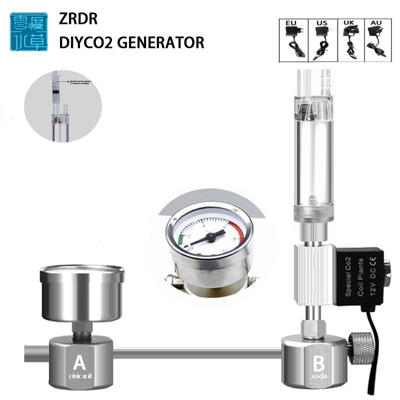 Planted Aquarium Equipment - ชุดอุปกรณ์สร้างก๊าซคาร์บอนไดออกไซด์ (CO2) สำหรับตู้ปลา พร้อมตัวควบคุม CO2, ดิฟฟิวเซอร์