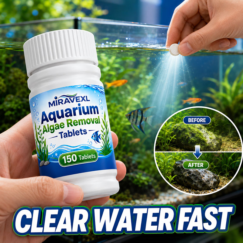 Planted Aquarium Equipment - เม็ดกำจัดตะไคร่น้ำในตู้ปลา MIRAVEXL 150 เม็ด, ยาฆ่าตะไคร่น้ำที่ปลอดภัย, ช่วยให้น้ำใสขึ้นอย่างรวดเร็วสำหรับปลาในน้ำจืดและพืชน้ำ